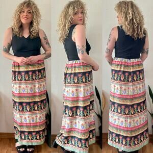 70s Colorful Floral Maxi Dress